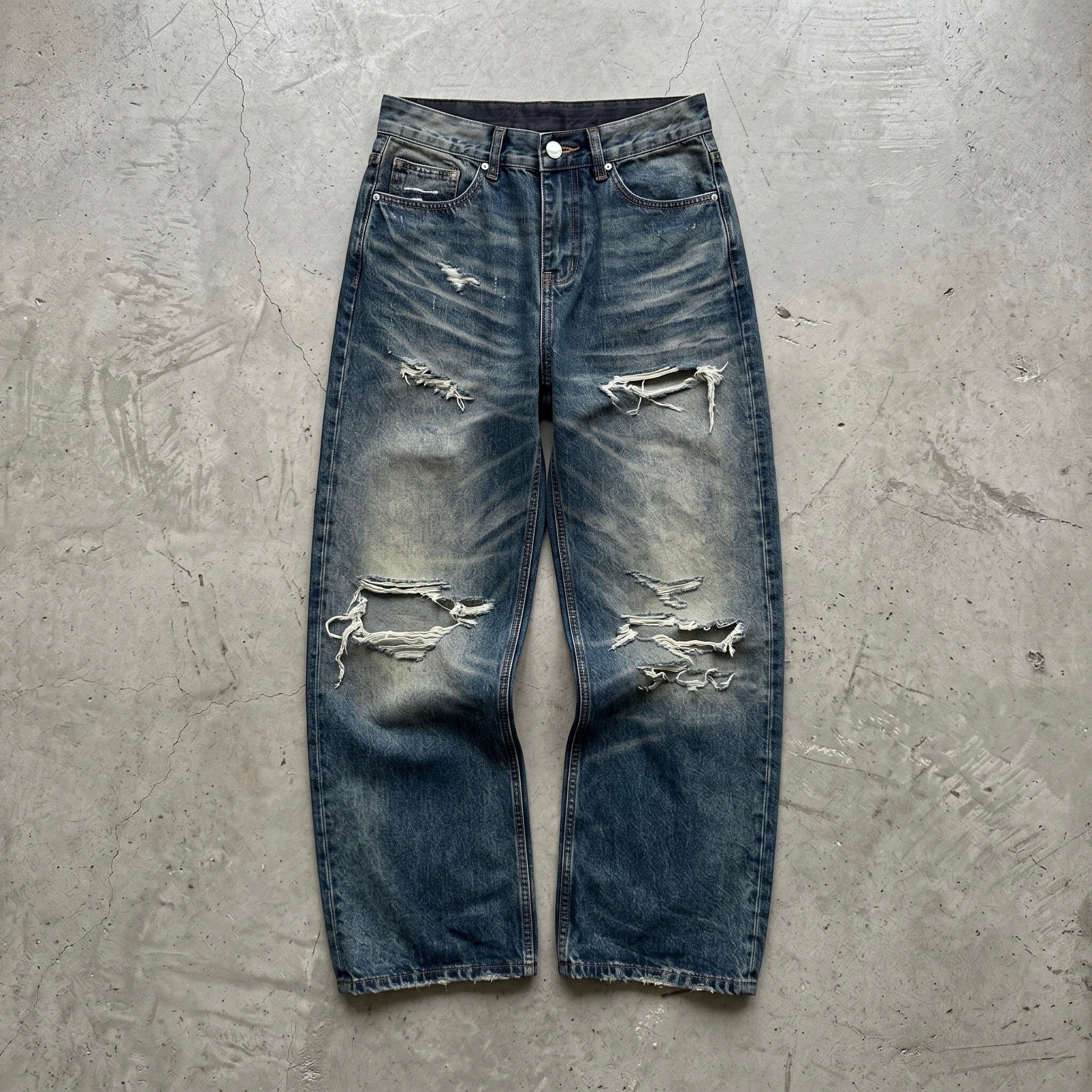 NULL TRASHED LOOSE DENIM