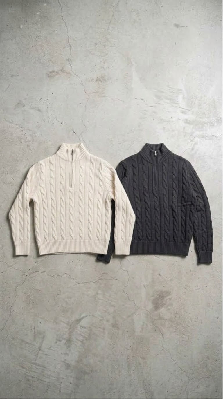 NULL CHAIN LINK QUARTER ZIP SWEATER