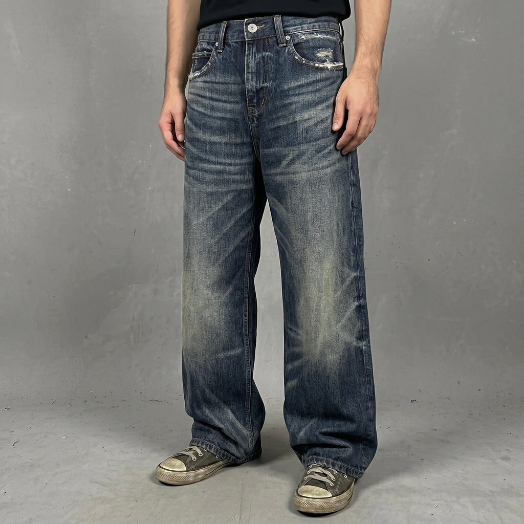 NULL DARK BLUE WIDE LEG DENIM