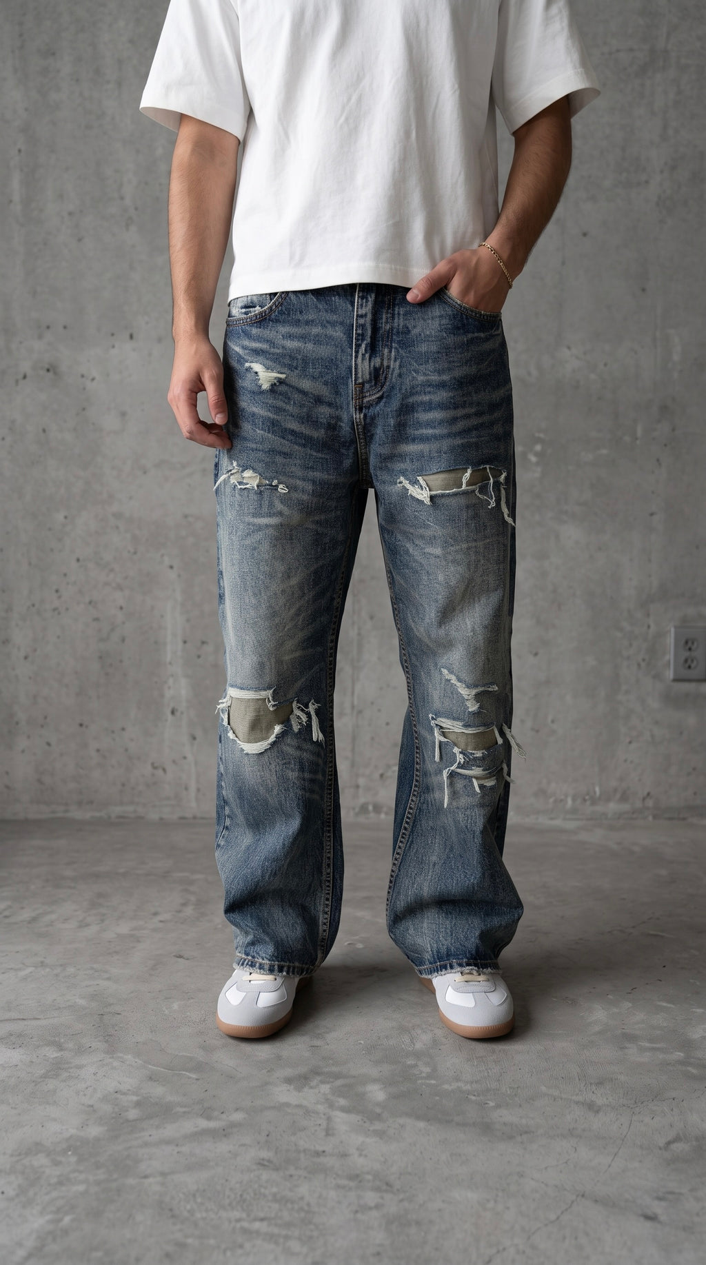 NULL TRASHED LOOSE DENIM