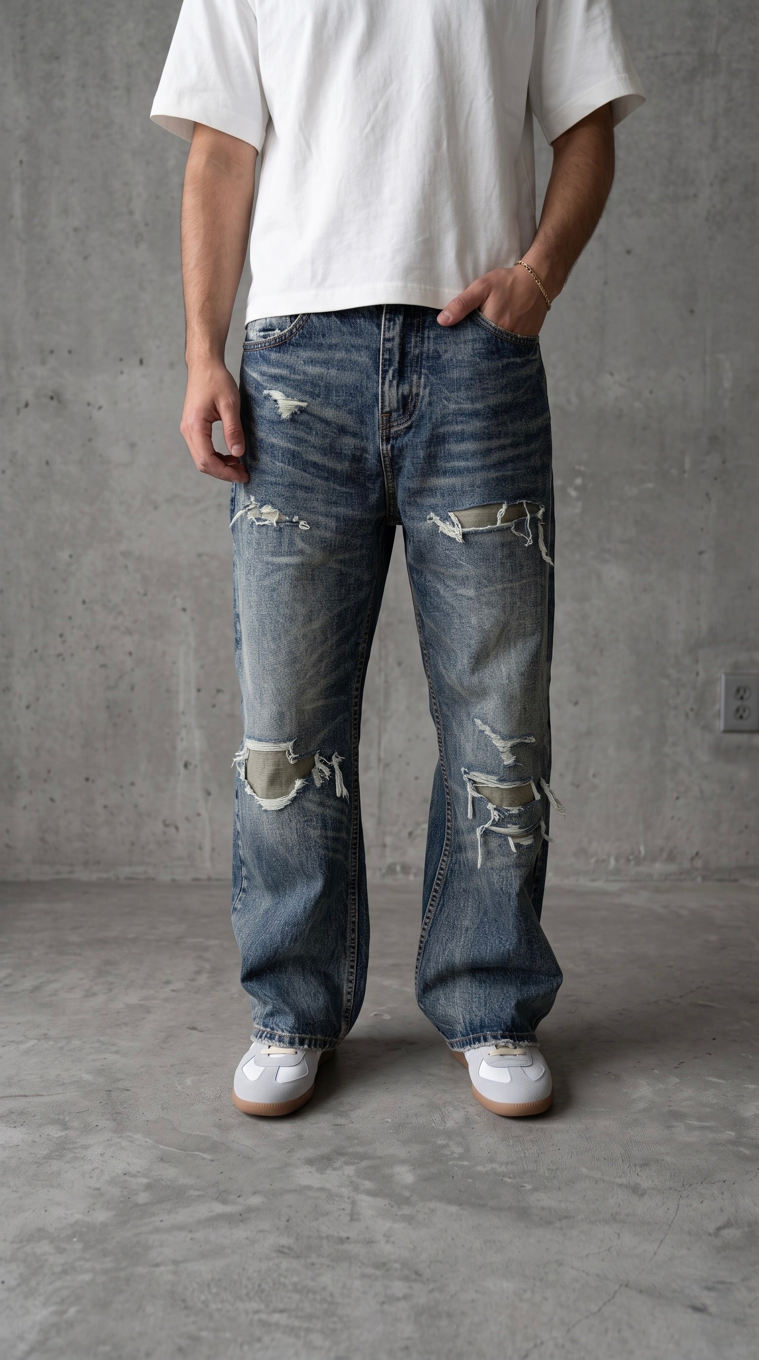 NULL TRASHED LOOSE DENIM