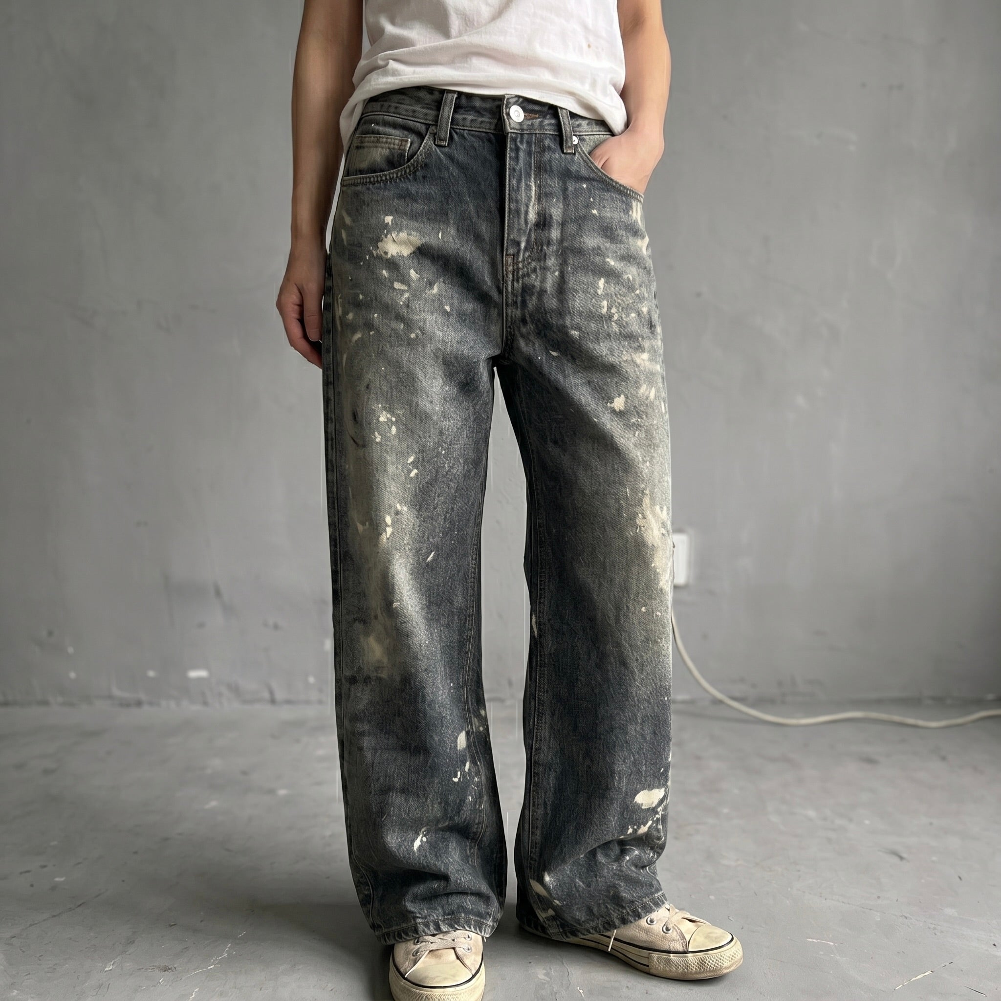 NULL DIGITAL PRINTED STRAIGHT LOOSE DENIM