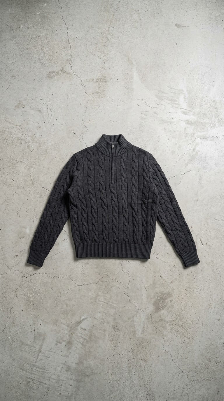 NULL CHAIN LINK QUARTER ZIP SWEATER