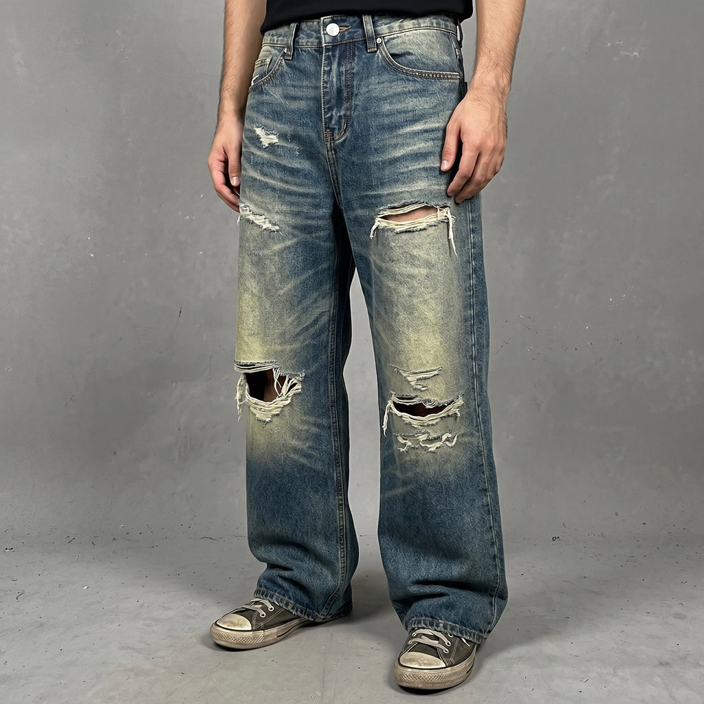 NULL TRASHED LOOSE DENIM