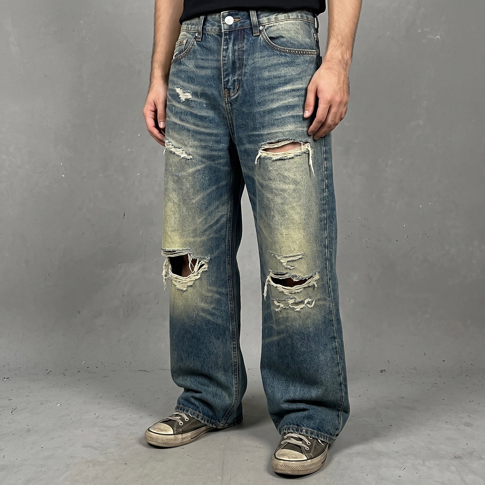 NULL TRASHED LOOSE DENIM