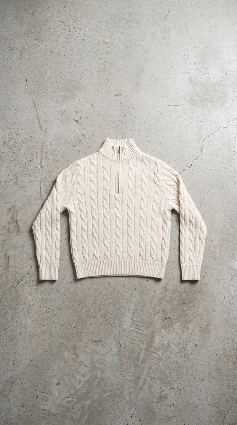 NULL CHAIN LINK QUARTER ZIP SWEATER