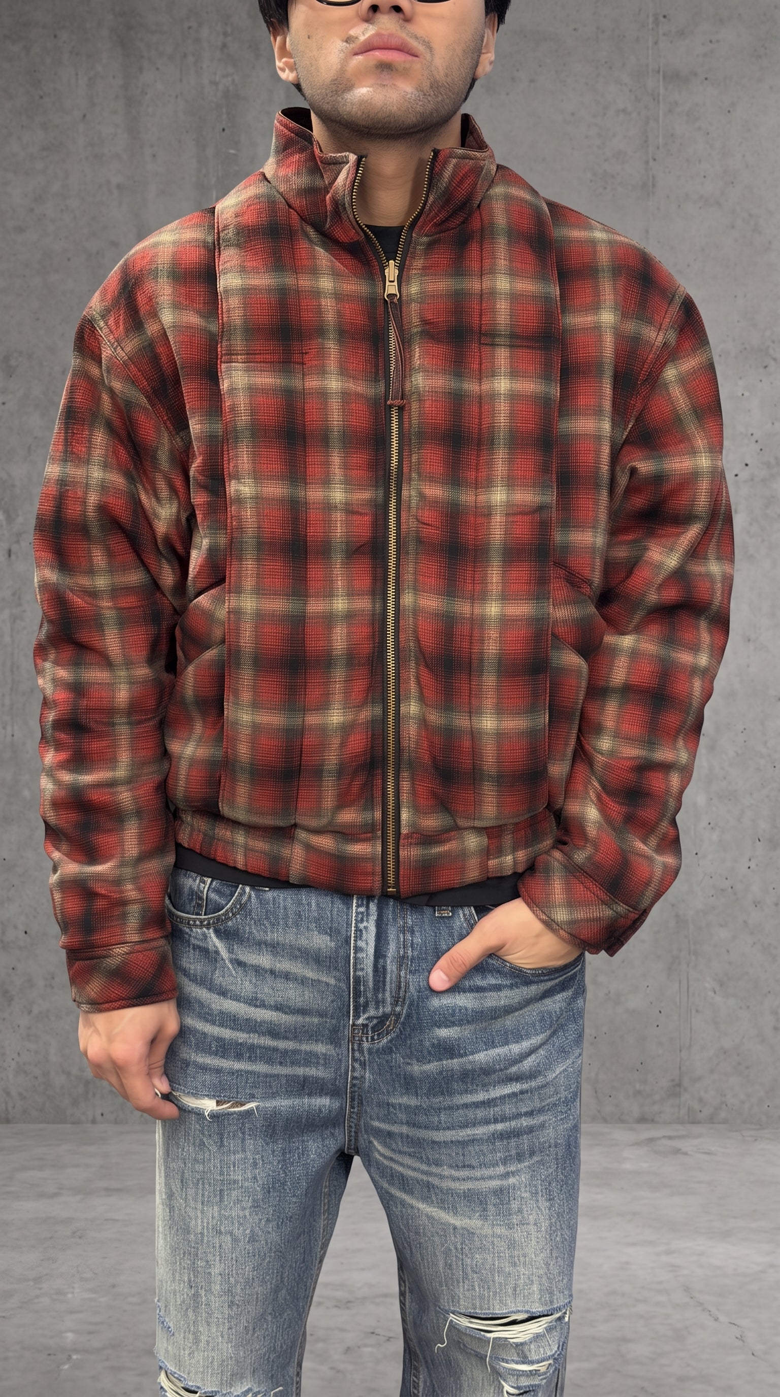 NULL DOUBLE SIDED PLAID JACKET
