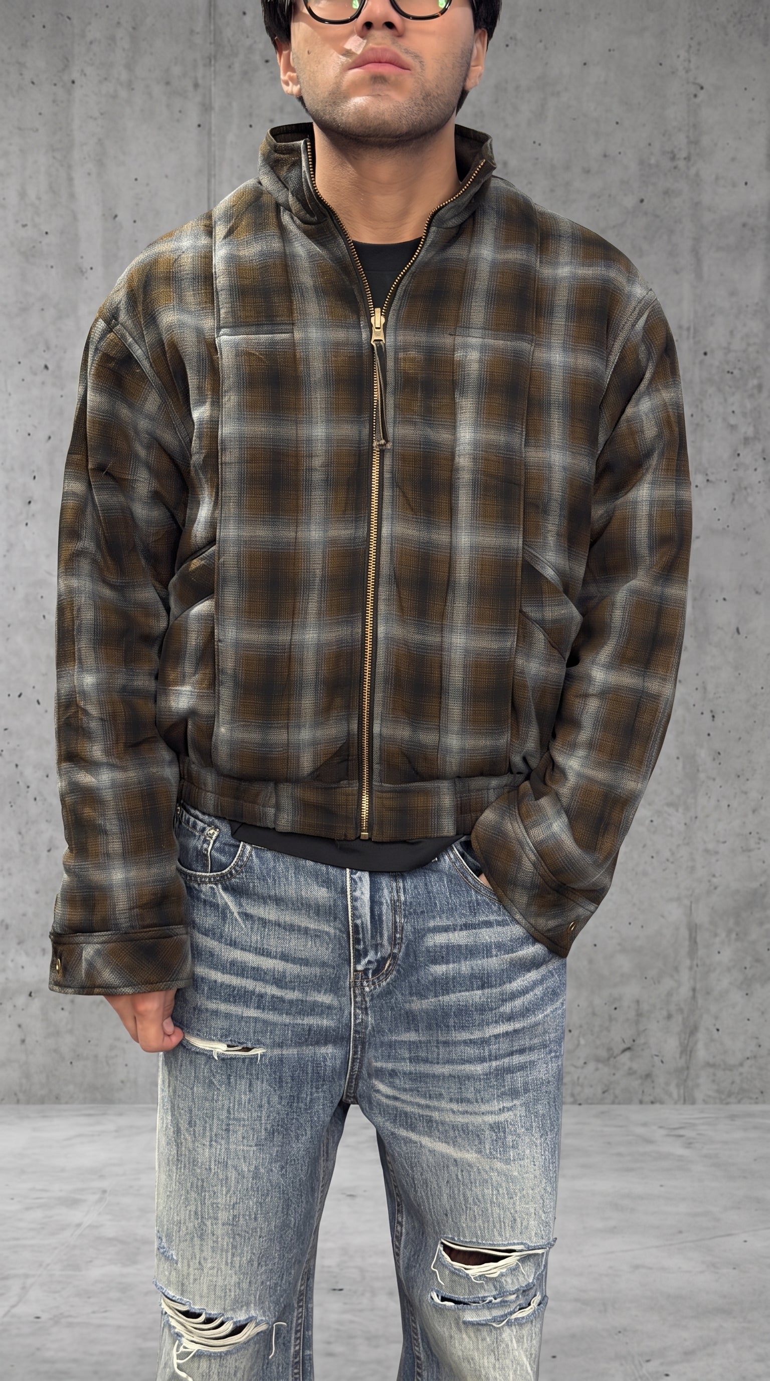NULL DOUBLE SIDED PLAID JACKET