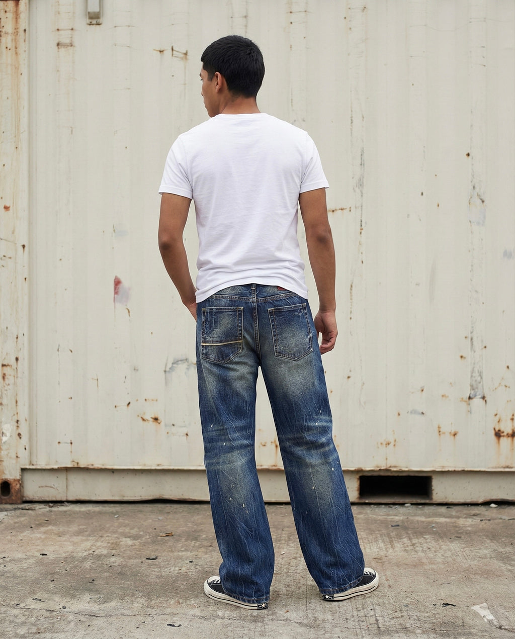 NULL STRAIGHT LOOSE SELVEDGE DAMAGED DENIM